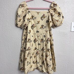 Tasha Polizzi Cream Dress with Equestrian Print